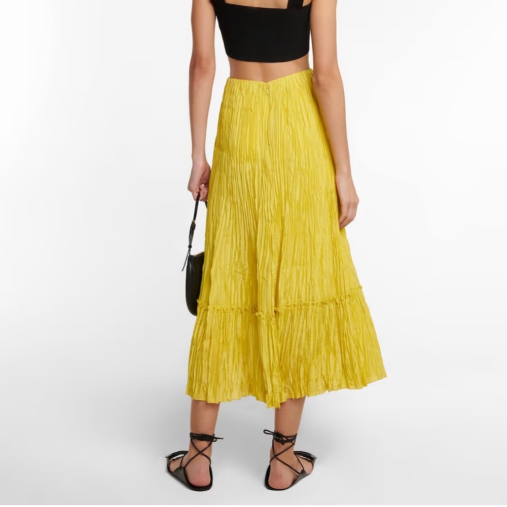 Vince Crushed Silk Midi Skirt